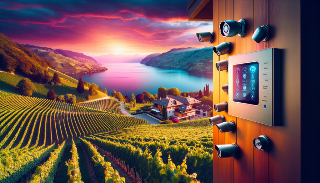 Creating a smart home security system for a property surrounded by the vineyards of Lavaux-Oron, a picturesque district in the canton of Vaud, Switzerland, would require considering both the aesthetic and environmental aspects of the area as well as ensuring top-notch security to protect the property. Here's a plan that could be employed for a smart home security system that complements the beauty of Lavaux-Oron while providing comprehensive security: 1. **Site Assessment**: Before installing any security system, a thorough assessment of the property should be done. This should take into account the topography, existing structures, points of entry, and typical traffic (both pedestrian and vehicular) in the area. 2. **Perimeter Security**: Start with setting up smart perimeter security that could include smart fencing systems with vibration sensors to detect any attempt at climbing or cutting. Place HD surveillance cameras at strategic points which can feed into a centralized monitoring system, and which can also detect motion and track movements. 3. **Landscape-Friendly Cameras**: To avoid disrupting the natural beauty of the vineyards, use cameras that blend into the environment. This could be in the form of green-colored or camouflaged cameras that can be hidden amongst foliage or structures. 4. **Access Control**: Use smart locks and biometric scanners for access to the premises. Only authorized personnel should be able to access certain areas, especially if there are wine cellars or expensive equipment on the property. 5. **Drone Surveillance**: Given the vastness of a vineyard property, consider having a drone on standby that can be deployed in case of an alert to gain a quick aerial overview of the situation. 6. **Remote Monitoring and Alerts**: Implement a system that can be monitored remotely so that the property owner or security team can receive alerts and live footage on their smartphones or other devices. 7. **Lighting**: Incorporate smart lighting that automatically turns on when suspicious activity is detected. This should be carefully designed to deter intruders without causing light pollution that could alter the character of the landscape at night. 8. **Environmental Monitoring**: Since vineyards can be sensitive to environmental conditions, include sensors to monitor for fires, toxic gases, and other environmental risks that could pose security issues. 9. **Integration with Local Authorities**: The system should be designed to notify local law enforcement immediately in case of a security breach. This should include a mechanism to verify the alarm to reduce the incidents of false alarms. 10. **Regular Maintenance and Updates**: Ensure that the security system is maintained on a regular schedule and that all software is kept up to date to protect against cybersecurity threats. 11. **Privacy Compliance**: Since Switzerland has strict privacy laws, ensure that the system complies with all local regulations, particularly regarding the collection and storage of data. By employing a smart and integrated approach to home security, preserving privacy and the natural beauty of the area while providing effective security is not only possible but highly recommended.