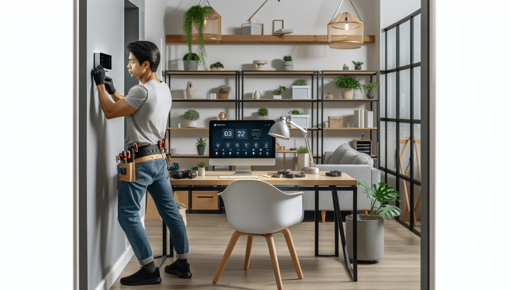 When a professional installs a smart alarm system in a modern home office, they usually follow a series of steps to ensure the system is integrated effectively into the home environment and functions appropriately. Here's an overview of what this process might entail: 1. **Consultation with the homeowner:** The professional will discuss the homeowner’s needs and preferences, including what type of alarm system they're looking for, the level of security desired, and any specific features that they want, such as cameras, sensors, or smart home integrations. 2. **Assessment of the home office:** The installer will evaluate the layout of the home office, looking for potential entry points, the layout of windows and doors, and areas that might need special consideration like confidential document storage areas. 3. **Planning the system layout:** Once the evaluation is complete, the professional will design a system layout that optimally places sensors, cameras, and control panels for maximum coverage and effectiveness, ensuring that all entry points are monitored and the system coverage is comprehensive. 4. **Selecting the appropriate components:** Based on the assessment, the professional will recommend a set of devices that are compatible with the homeowner's requirements, including motion detectors, contact sensors for doors and windows, glass break sensors, cameras, and a central control panel. 5. **Installation:** The installation process involves physically installing the hardware in the designated locations. This could include mounting cameras, setting up motion detectors, installing smart locks, and placing sensors. Wired systems will require the installer to run cables through the walls or ceilings, while wireless systems will need to be placed within range of the central hub and checked for signal strength. 6. **Network integration and configuration:** With the physical installation complete, the installer will set up and configure the smart alarm system to connect to the home's Wi-Fi network if it's a wireless system. They'll ensure that the connection is secure and that all devices are communicating correctly with the central hub. 7. **Software setup and user training:** The installer will typically install and configure any necessary software or apps on the homeowners' devices (such as a smartphone or tablet), and demonstrate how to control the system. This includes how to arm and disarm the alarm, view camera feeds, receive alerts, and how to manage user codes and settings. 8. **Testing the system:** Once everything is installed and configured, the installer tests the system thoroughly. This includes checking all sensors and cameras for correct operation, verifying that signals are being received by the central monitoring station if such a service is part of the package, and making sure backups (like battery power) are functioning. 9. **Customization and adjustment:** After testing, the installer will make any required adjustments to sensor sensitivity or camera angles, and customize system settings according to the homeowner's preferences. 10. **Final review and documentation:** The professional will provide a final overview of the system, including a demonstration of its operations, and present any important documentation such as user manuals, warranty information, and maintenance guidelines. They’ll also offer information on any routine inspections or updates the system might need in the future. 11. **Support and follow-up:** Lastly, they'll provide details on how to contact them or a support team if there are any issues or questions about the system. They may also arrange for a follow-up visit to ensure the system is functioning as expected after some time in operation. A professional installation ensures that the smart alarm system is correctly configured and reliable, and it provides the homeowner with the peace of mind that comes with a secure and efficiently-operating home office.