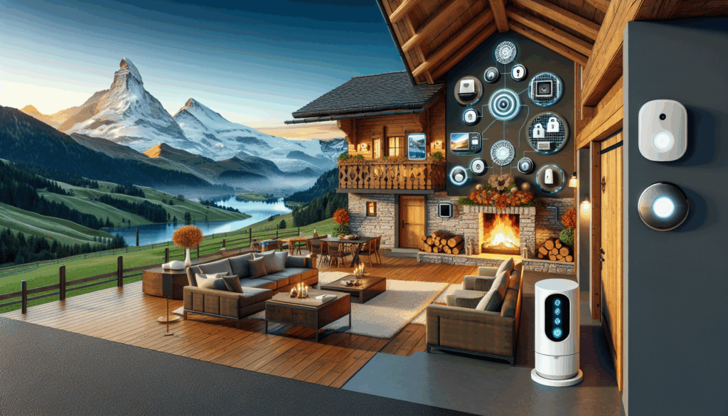A modern home security system installed in a cozy Swiss chalet, set against a serene mountain backdrop, would likely blend state-of-the-art technology with unobtrusive design to maintain the rustic charm of the setting. Here's how it could be equipped: **Smart Locks and Access Control:** - Integrated smart locks on doors allowing keyless entry and remote access for the homeowner. - Biometric authentication options such as fingerprint or facial recognition for added security. - Temporary digital keys for guests or service personnel, which can be revoked at any time. **High-Resolution Surveillance Cameras:** - Discreet, weatherproof cameras strategically placed to monitor the chalet's exterior, entrances, and perimeter without disturbing the natural aesthetic. - Hidden cameras indoors, resembling ordinary household objects, to maintain the cozy interior. - Night vision and motion detection features to capture clear images in low light conditions, typical of mountain settings. **Environmental Monitoring:** - Sensors to detect smoke, fire, carbon monoxide, as well as drastic temperature changes that might indicate heating issues or the presence of intruders. - Water leakage and freeze sensors to protect against damage from the chalet's potentially harsh and cold environment. **Smart Home Integration:** - A central hub controlling lighting, heating, and security systems, operable via smartphone or voice-controlled assistants. - Automated routines to simulate occupancy with lights and audio devices to deter potential intruders. - Window and door sensors to alert the homeowner if an entry point has been breached. **Alarm System:** - A siren that can be set off to scare away intruders, with the option for silent alarms signaling directly to a monitoring center. - Panic buttons placed in key locations for immediate emergency service alerts. **Remote Monitoring and Notifications:** - A sleek, user-friendly app that provides real-time notifications and live feeds of the property. - The homeowner could check on the chalet from anywhere, viewing camera feeds, locking doors, or speaking to visitors via two-way audio. **Drone Surveillance (Advanced Option):** - On-demand drone monitoring that can be deployed to offer aerial surveillance of the property, with live video feed directly to the homeowner's smartphone. **24/7 Monitoring Service:** - A subscription to a professional monitoring service that can dispatch emergency services and provide immediate response to alarms. **Backup Systems:** - Power backup solutions like generators or battery packs to keep the security system functioning in case of power outages, which are not uncommon in mountainous regions. - Internet backups such as cellular or satellite connections to maintain remote access and monitoring if the primary internet service fails. **Aesthetic Integration:** - Security devices would be chosen to blend in with the chalet’s rustic charm, possibly using wood or stone-like finishes to match the interior and exterior designs. **Maintenance and Updates:** - A support plan to ensure that hardware and software remain up-to-date with the latest security patches and functionality improvements. Integrating these cutting-edge security gadgets would provide peace of mind for the homeowner, ensuring that the Swiss chalet is a safe haven to enjoy the tranquility of the surrounding mountains without compromising on modern comfort and security.